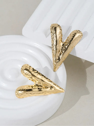 Gold Heart Stud Earrings