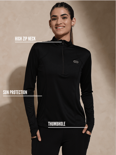 Shop-Women's Ath Runner Zip Neck Black