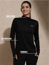 Shop-Women's Ath Runner Zip Neck Black