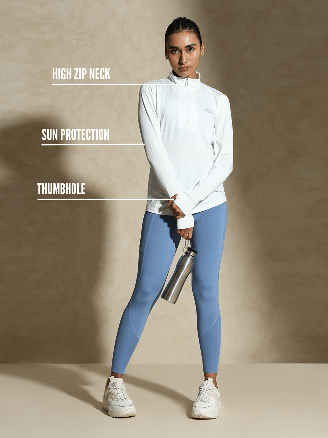 Shop-Women's Ath Runner Zip Neck White