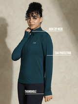 Shop-Women's Ath Runner Zip Neck Teal