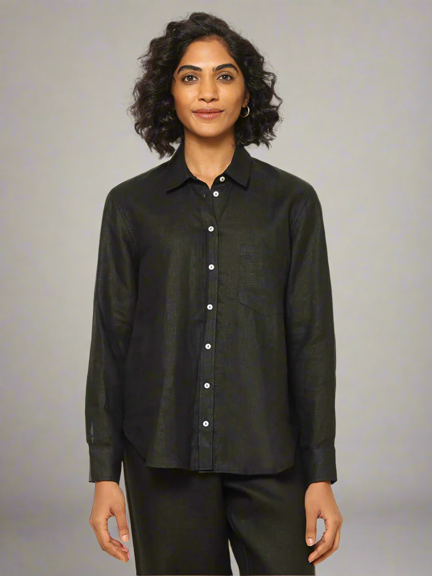 Shop-Linen Shirt Black