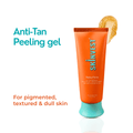 Orange tube of skin Invest Anti-Tan Peeling gel on a white background