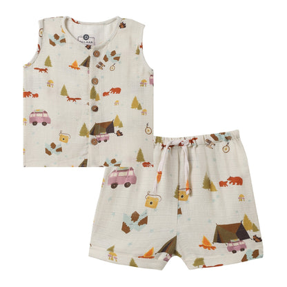 Organic Muslin Vest & Shorts Set