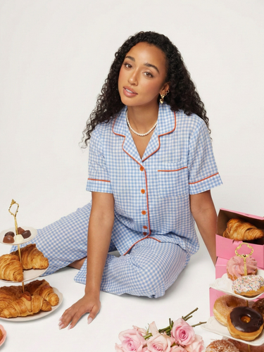 Sky Blue Gingham Pajama Set