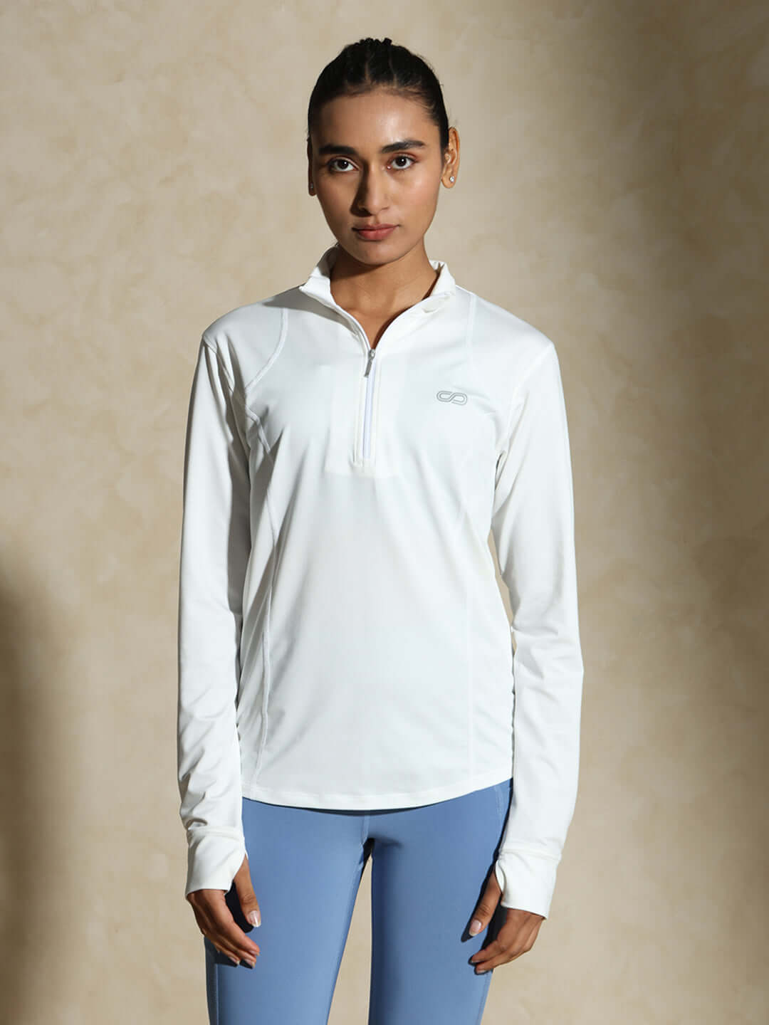 Shop-Women's Ath Runner Zip Neck White