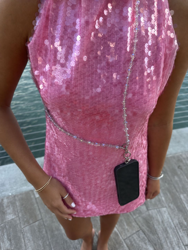 Grey Crystals Crossbody Phone Sling