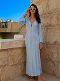 Sky Blue Crochet Maxi Dress