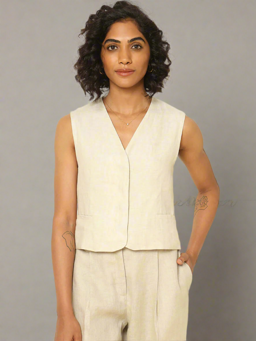 Shop-Linen Waistcoat Beige