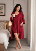 Crimson Comfort - Jersey Cotton Nightwear Set