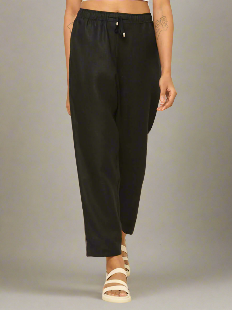 Shop-Linen Tapered Pants Black