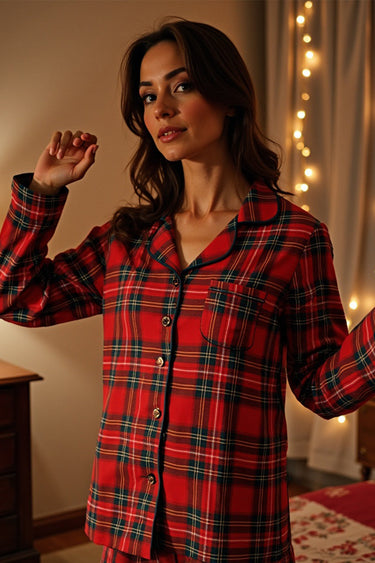 Flannel Pajama Set In Christmas Check