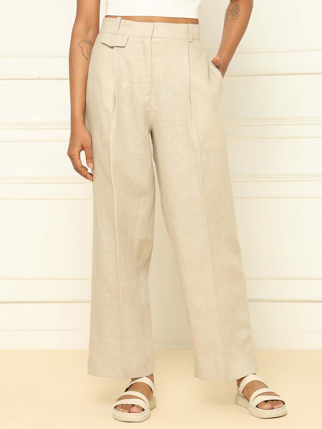 Shop-Linen Trousers Beige