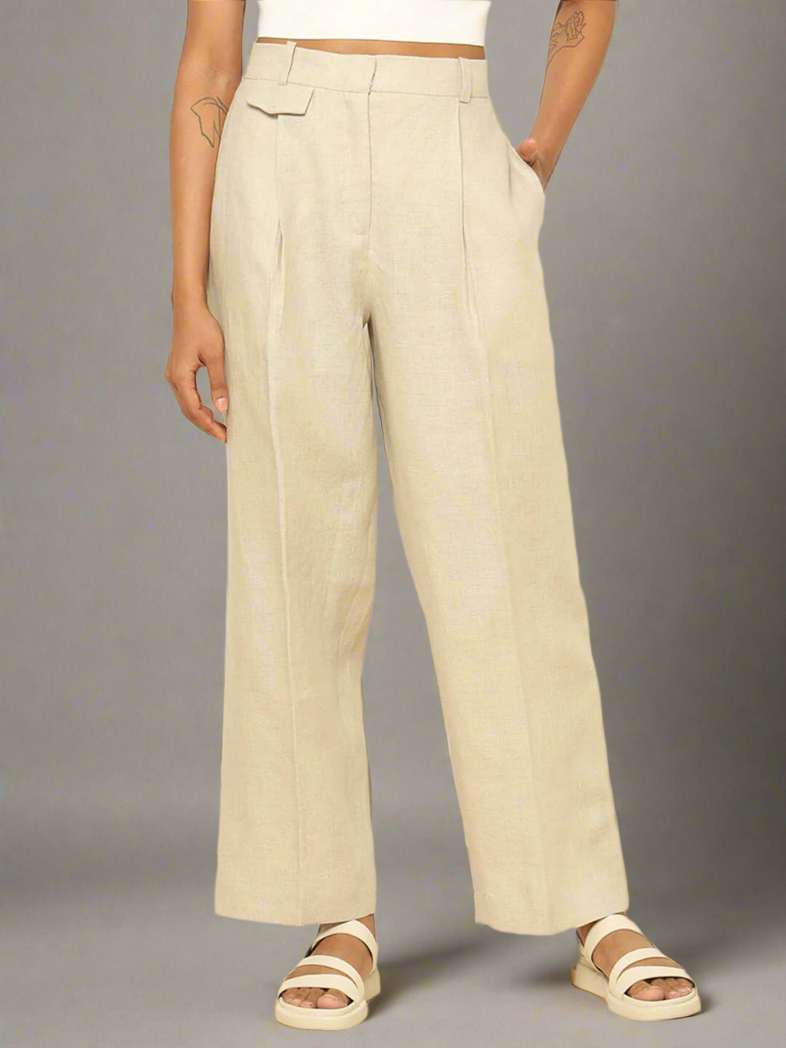 Shop-Linen Trousers Beige