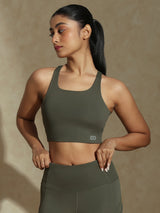 Terra olive high impact sports bra and luna sculpt leggings - Earthy tones activewear for Valentine's gift guide
