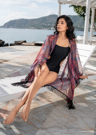 Crimson Cascade – Georgette Sarong