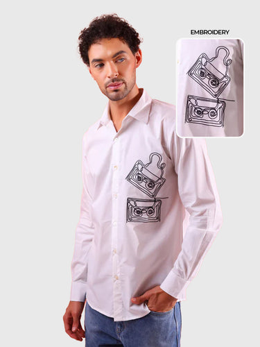 90s Nostalgic White Shirt For Men