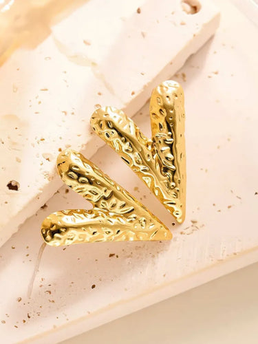 Gold Heart Stud Earrings