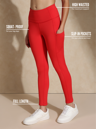 Valentine's special red luna sculpt leggings - Romantic gym wear gift for wife