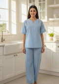 Sky Whisper Embroidered Night Suit