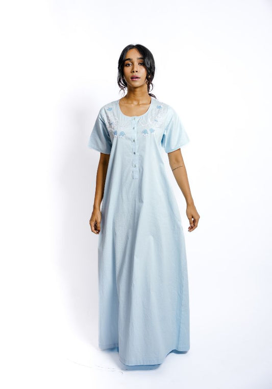 Hand Embroidered Cotton Nighty