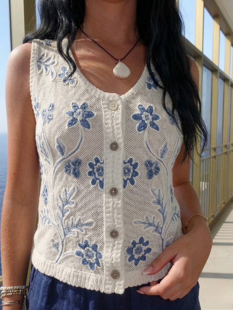 White Crochet Resort Tank Top