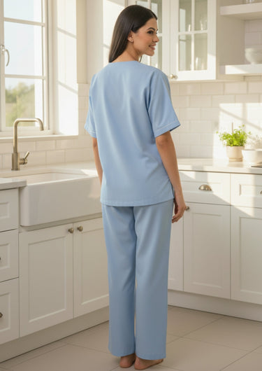 Sky Whisper Embroidered Night Suit