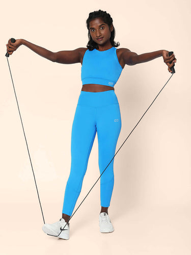 Shop-Padded Cross Back Crop Top Electric Blue