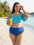 Cyan Frill Royal Ruched Set (2 Pcs)