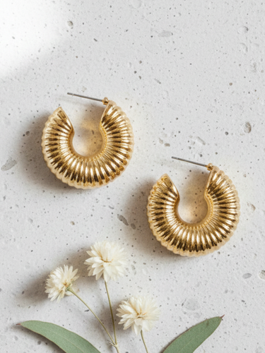 Textured Gold Hoop Earrings
