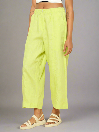 Shop-Linen Barrel Pants Lime
