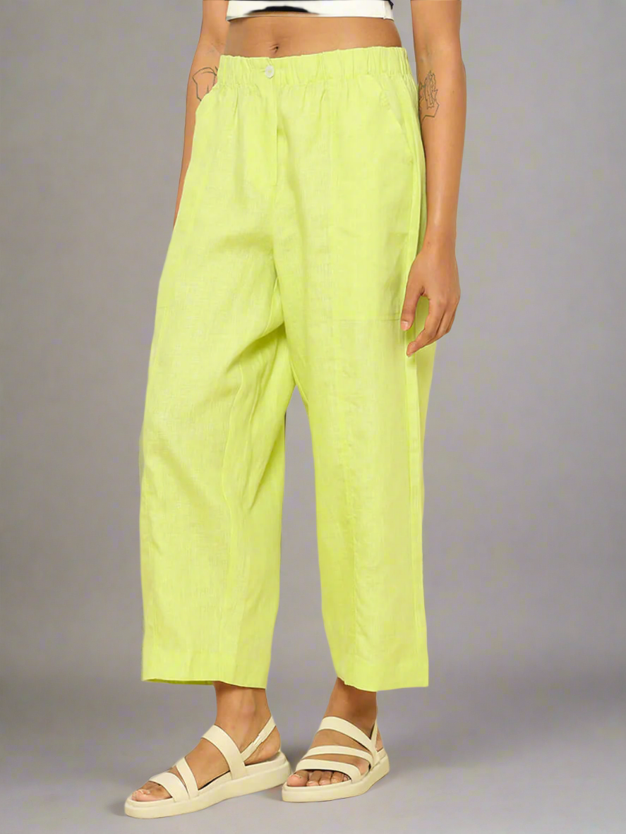 Shop-Linen Barrel Pants Lime