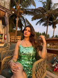 Green Sequin Spaghetti Bodycon Dress