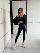 Shop-Gloss Bra & Ath Track Leggings Shiny Black