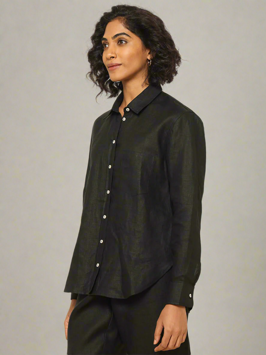 Shop-Linen Shirt Black