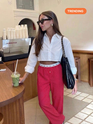 Love Edit Pink Stripe Cotton Lounge Pants