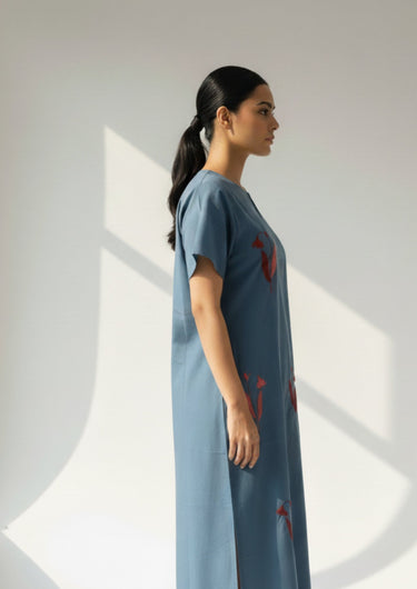 Twilight Bloom – Cotton Embroidered Nighty