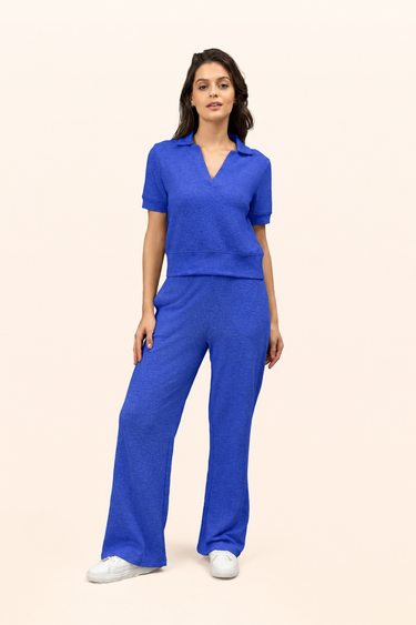 Luminous Blue Ottoman Cropped Polo