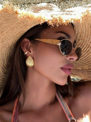 Chunky Ridged Gold Drop Earrings