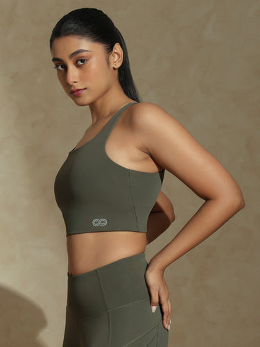 Terra olive high impact sports bra and luna sculpt leggings - Earthy tones activewear for Valentine's gift guide