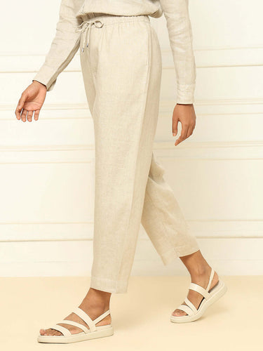 Shop-Linen Tapered Pants Beige