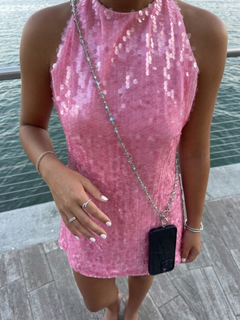 Grey Crystals Crossbody Phone Sling