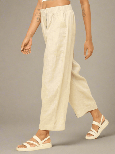 Shop-Linen Barrel Pants Beige