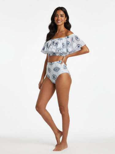 Evil Eye High Waist Swimsuit & Skirt