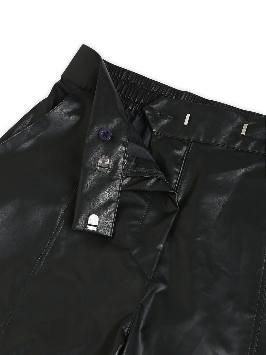 Shop-Leather Straight Fit Trousers Black