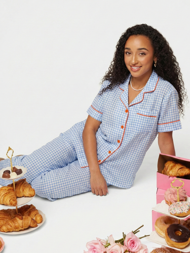 Sky Blue Gingham Pajama Set