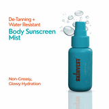 Skinvest Light It Up De-Tanning and Water Resistant Body Sunscreen Mist SPF 40 PA++++ in a teal spray bottle