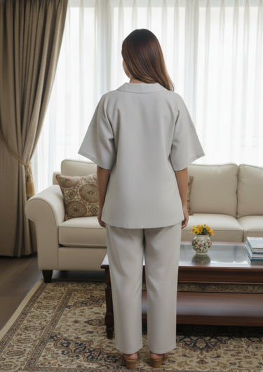 Blush Bloom Hand-Embroidered Night Suit
