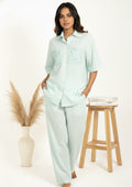 Mint Night Suit - Embroidered Pocket Detail