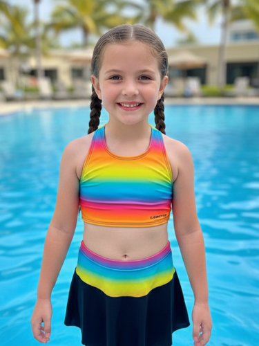 Girls Ombre Tankini Skirt Swimset